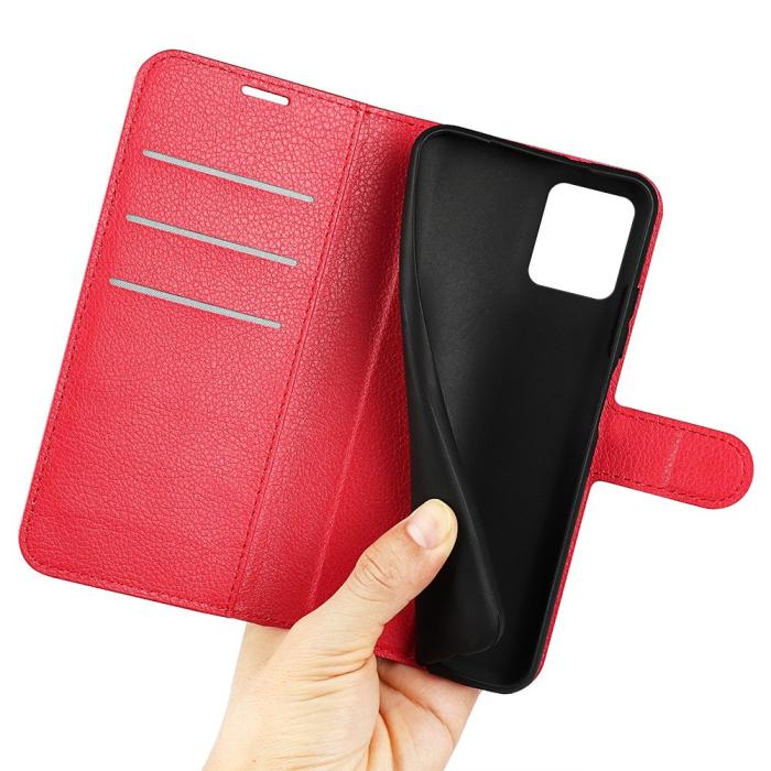 Bild 4, Motorola Moto G32 Fodral Litchi Läder Röd