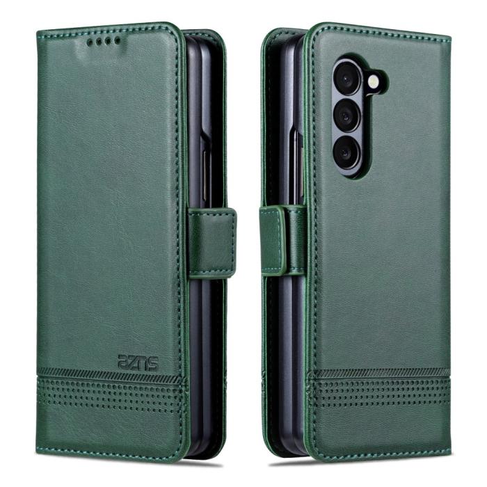 Bild 1, AZNS Galaxy Z Fold 5 Fodral PU-Läder Grön