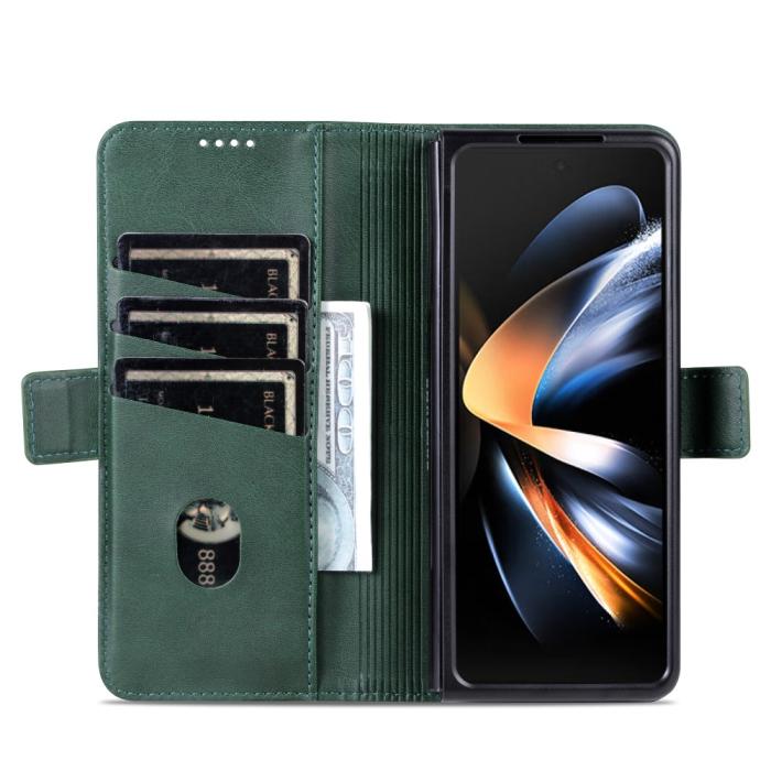 Bild 2, AZNS Galaxy Z Fold 5 Fodral PU-Läder Grön