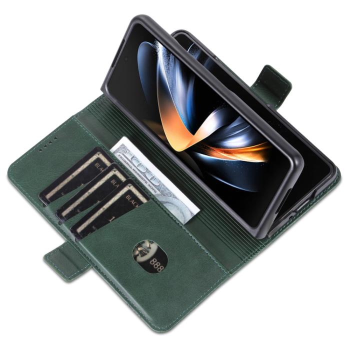 Bild 5, AZNS Galaxy Z Fold 5 Fodral PU-Läder Grön