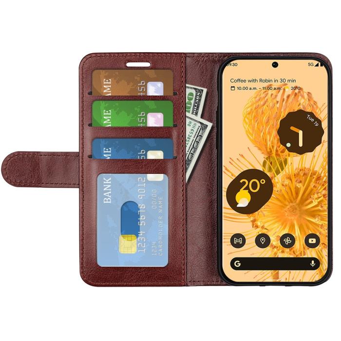 Bild 4, Google Pixel 7 Pro Fodral Crazy Horse Läder Brun