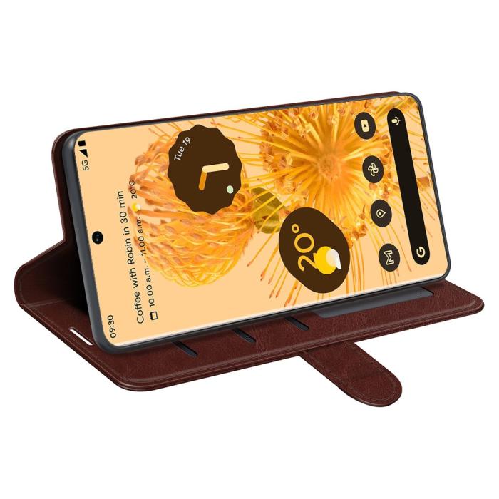 Bild 5, Google Pixel 7 Pro Fodral Crazy Horse Läder Brun