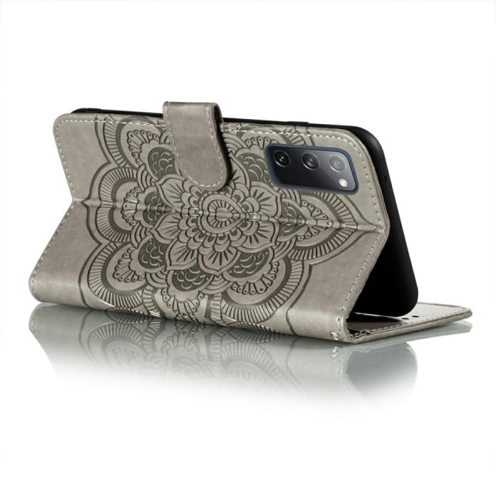 Bild 4, Samsung Galaxy S20 FE - Mandala Läder Fodral - Grå