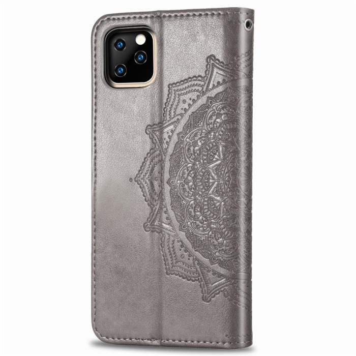 Bild 4, iPhone 11 Pro Max - Mandala Läder Fodral - Grå