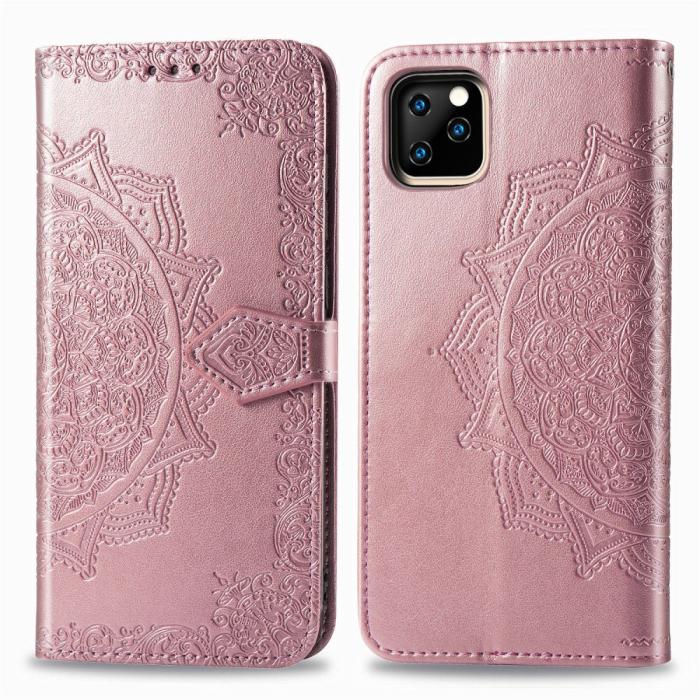 Bild 2, iPhone 11 Pro Max - Mandala Läder Fodral - Roségul