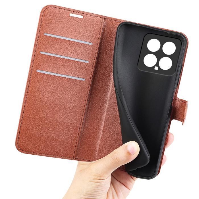 Bild 4, Xiaomi 14 Fodral Litchi Läder Brun