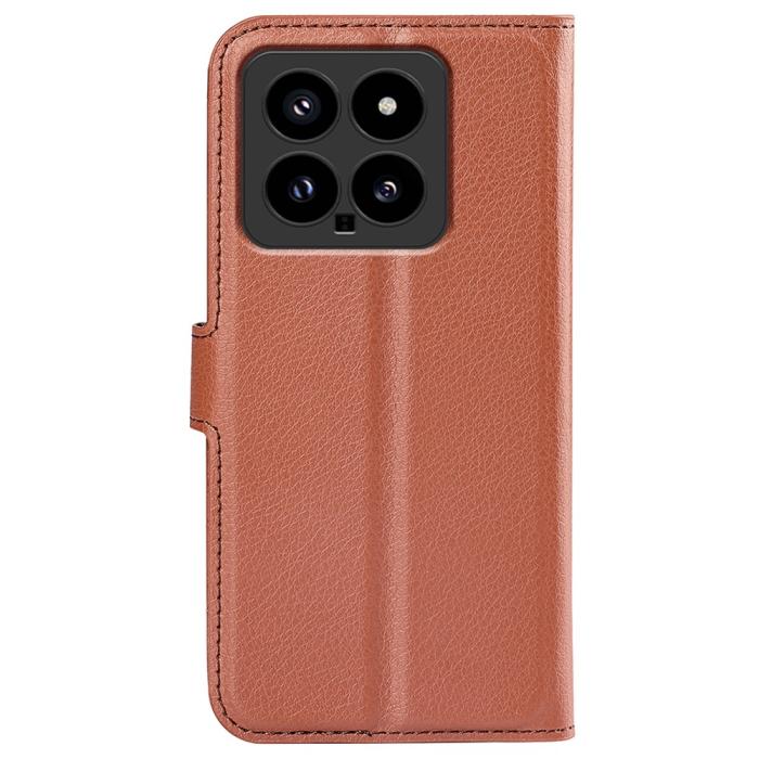 Bild 6, Xiaomi 14 Fodral Litchi Läder Brun