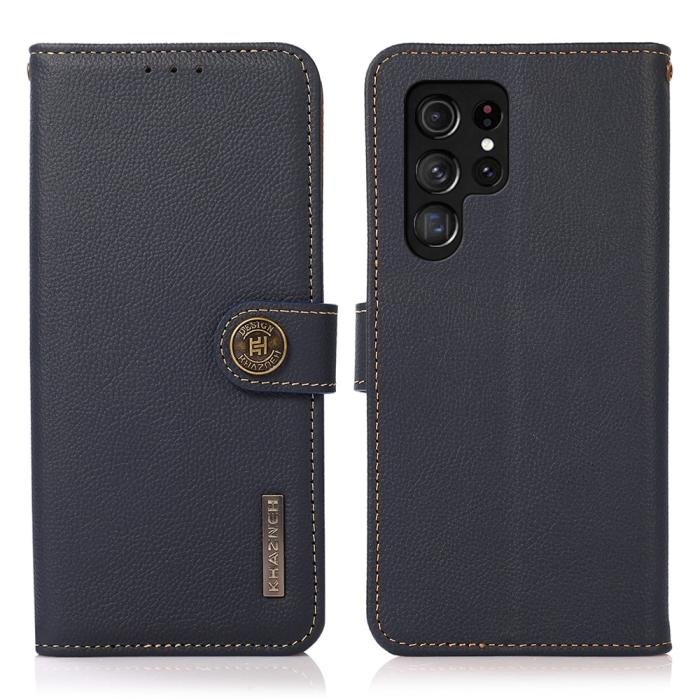 Bild 1, KHAZNEH Samsung Galaxy S22 Ultra Fodral Äkta Läder Blå