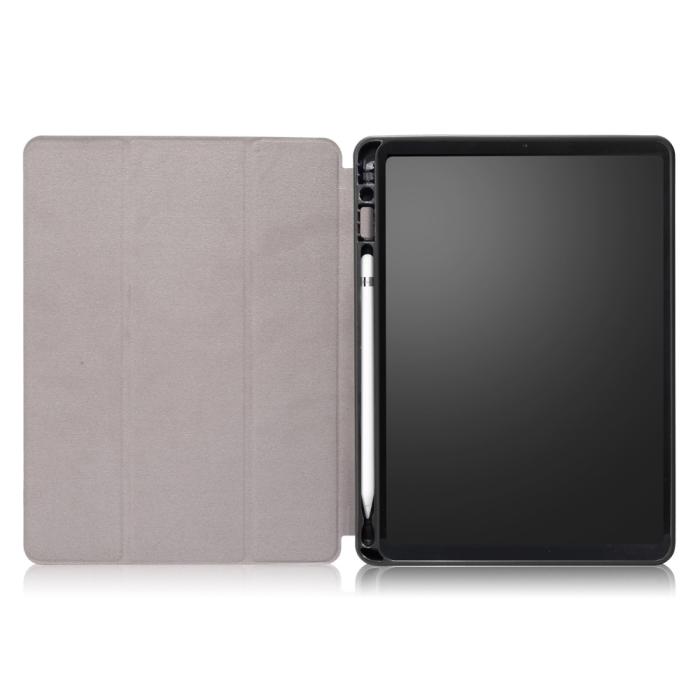 Bild 5, iPad 10.2 2019/2020/2021 Fodral Läder Tri-Fold Pennhållare Svart