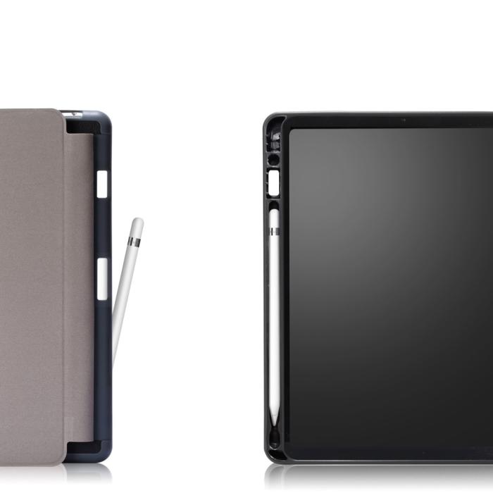 Bild 6, iPad 10.2 2019/2020/2021 Fodral Läder Tri-Fold Pennhållare Svart