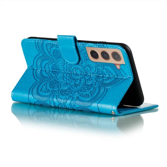 Bild 5, Samsung Galaxy S22 Fodral Sun Mandala Läder Blå