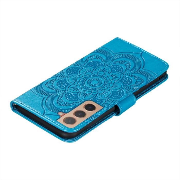 Bild 6, Samsung Galaxy S22 Fodral Sun Mandala Läder Blå