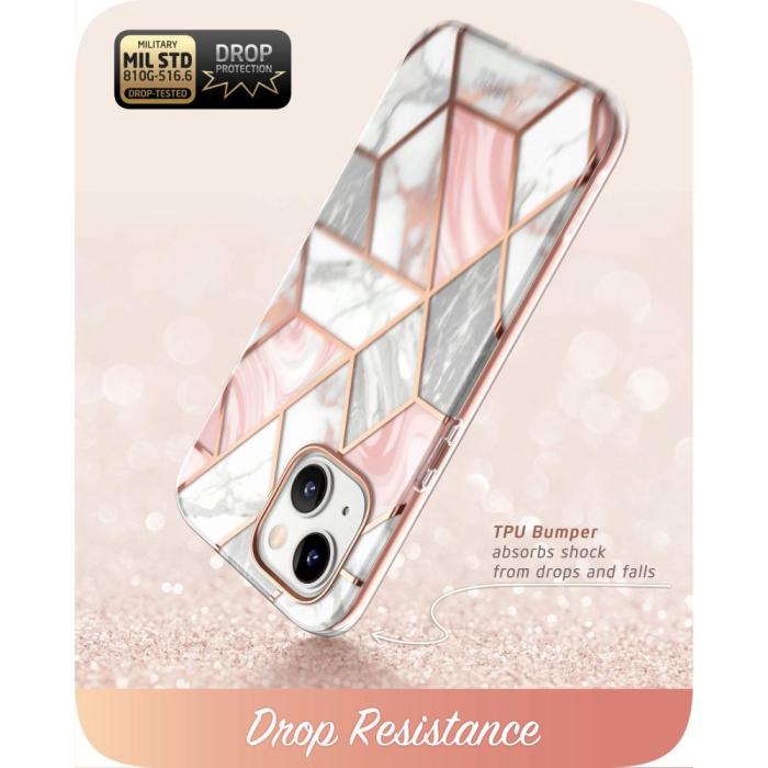 Bild 4, Supcase iPhone 14 / 13 Skal Cosmo Marble Pink