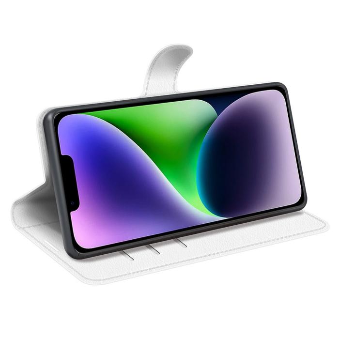 Bild 3, iPhone 15 Fodral Litchi Textur Vit