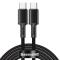 Baseus 2m 100W 5A PD QC USB-C - USB-C Flätad Nylon Kabel - Svart