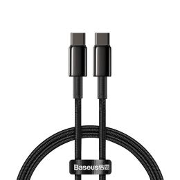 Baseus Tungsten 1m 100W 5A PD QC USB-C - USB-C Flätad Nylon Kabel - Svart