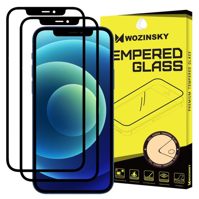 Bild 1, iPhone 12 Pro Max - 2-pack Wozinsky Heltäckande Skärmskydd - Svart