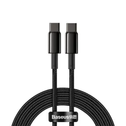 Baseus Tungsten 2m 100W 5A PD QC USB-C - USB-C Flätad Nylon Kabel - Svart