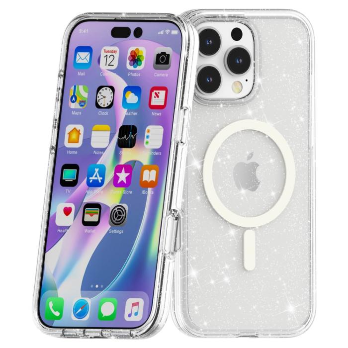 Bild 6, iPhone 16 Pro Skal MagSafe Glitter Transparent