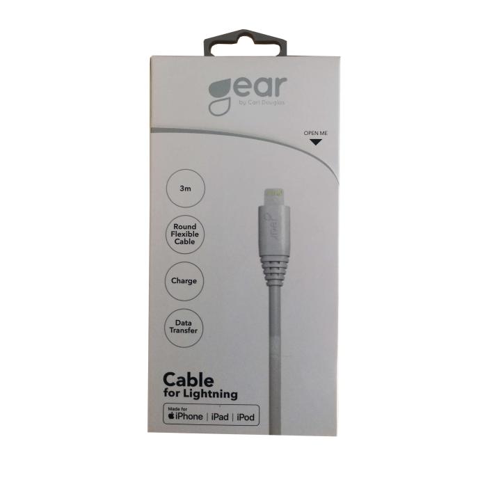 Bild 2, GEAR Laddkabel MFi Lightning 3m Kabel Vit