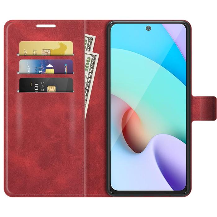 Bild 4, Xiaomi Redmi 10 Fodral Solid Läder Röd