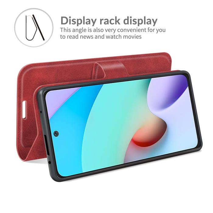 Bild 6, Xiaomi Redmi 10 Fodral Solid Läder Röd