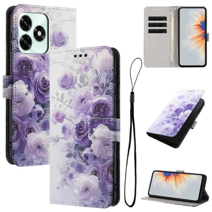 Bild 2, Honor X5c Plus Fodral Med Tryck Lila Rosor