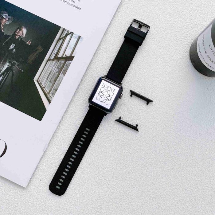 Bild 2, Apple Watch 42/44/45/49 mm Armband Silikon Svart