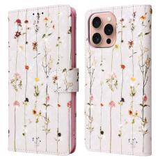iPhone 16 Pro Fodral RFID L&auml;der Sm&aring; Blommor