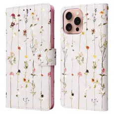 iPhone 16 Pro Fodral RFID L&auml;der Sm&aring; Blommor