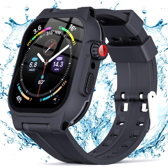 Bild 1, ShellBox Armband Apple Watch 45 mm Vattentätt IP68 Skal Svart