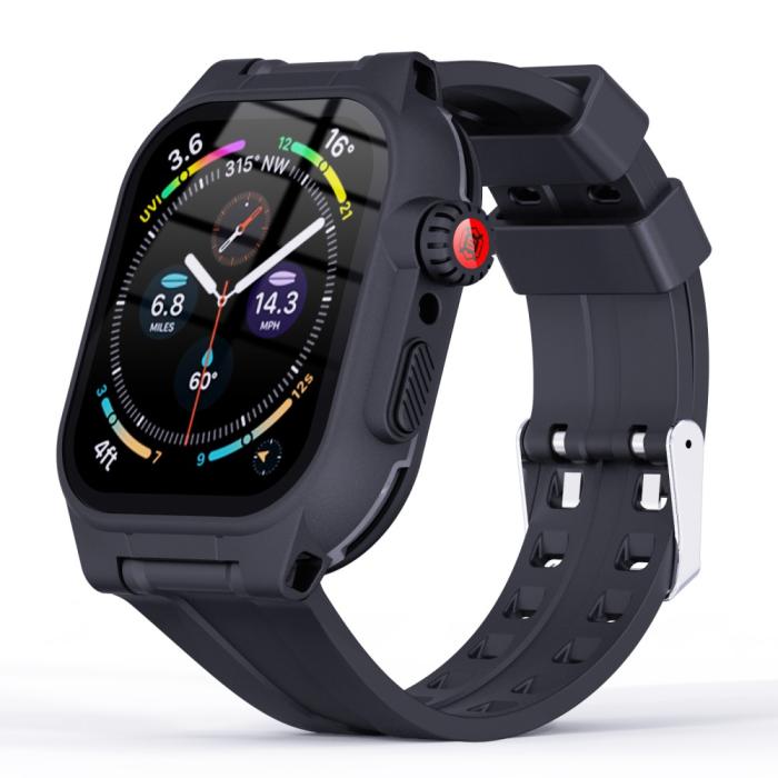Bild 2, ShellBox Armband Apple Watch 45 mm Vattentätt IP68 Skal Svart