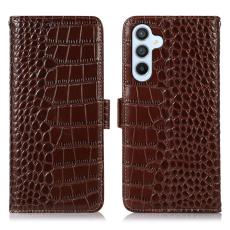 Samsung Galaxy S26 Fodral RFID &Auml;kta L&auml;der Krokodil Textur