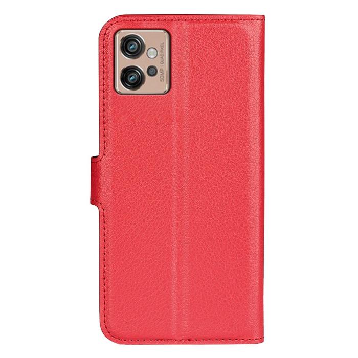 Bild 6, Motorola Moto G32 Fodral Litchi Läder Röd