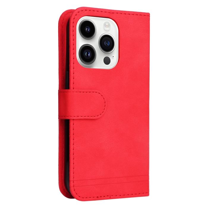Bild 3, iPhone 15 Pro Fodral Skin Feel Läder Röd