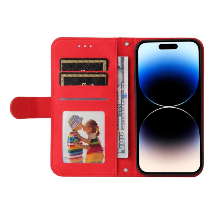 Bild 4, iPhone 15 Pro Fodral Skin Feel Läder Röd