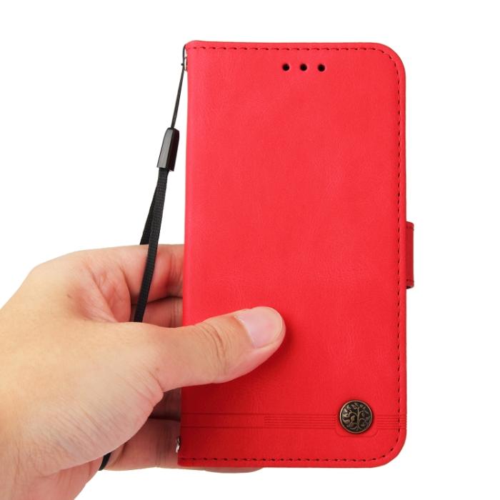 Bild 6, iPhone 15 Pro Fodral Skin Feel Läder Röd