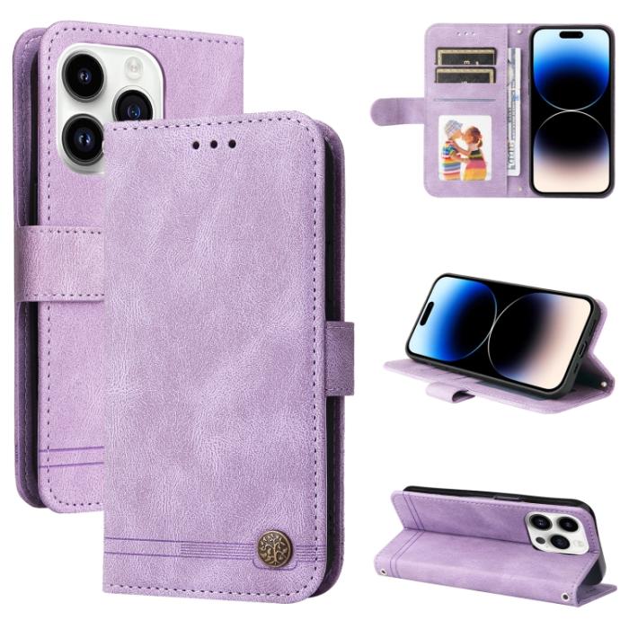 Bild 1, iPhone 15 Pro Fodral Skin Feel Läder Lila