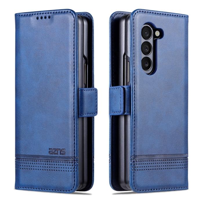 Bild 1, AZNS Galaxy Z Fold 5 Fodral PU-Läder Blå