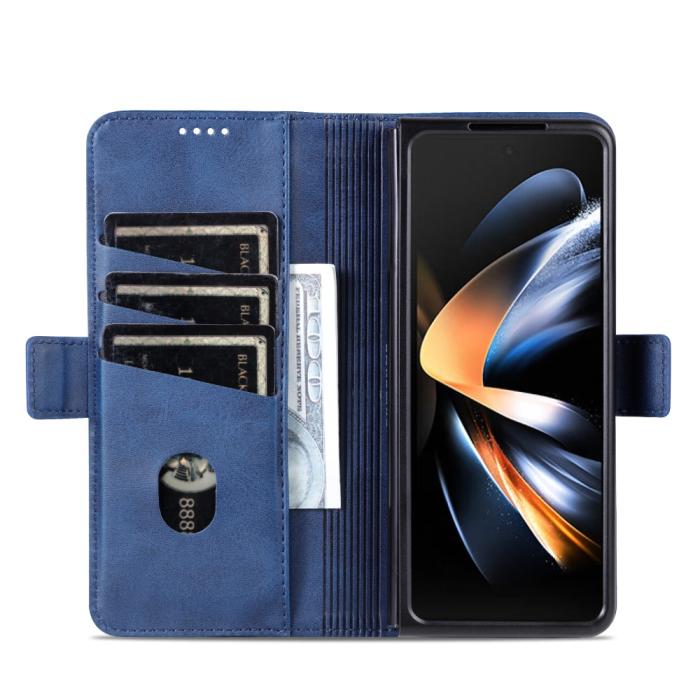Bild 2, AZNS Galaxy Z Fold 5 Fodral PU-Läder Blå
