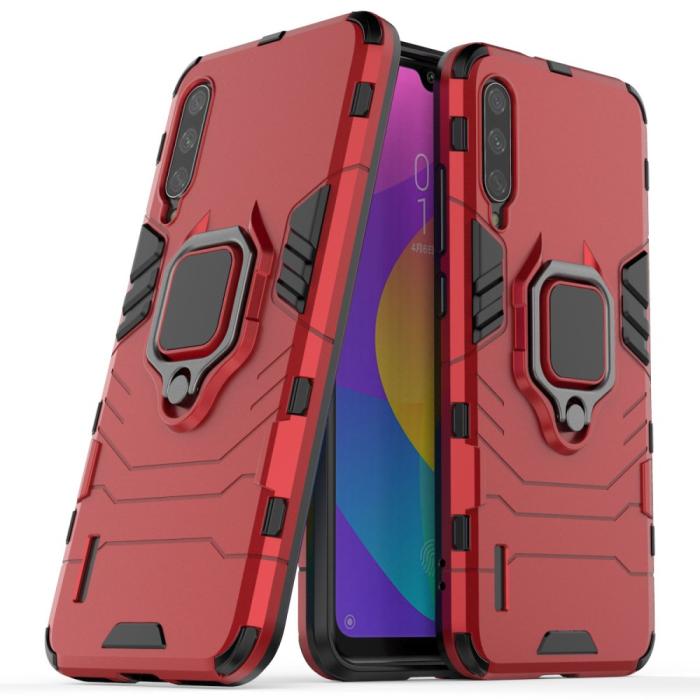 Bild 1, Xiaomi Mi A3 - Ring Skal - Funkar med magnethållare - Röd