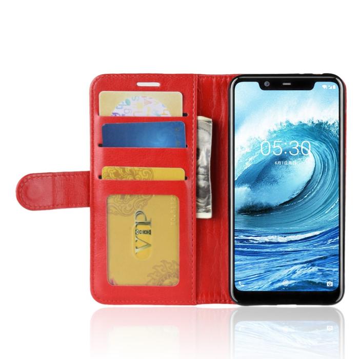 Bild 5, Nokia 5.1 Plus - Plånboksfodral - Röd