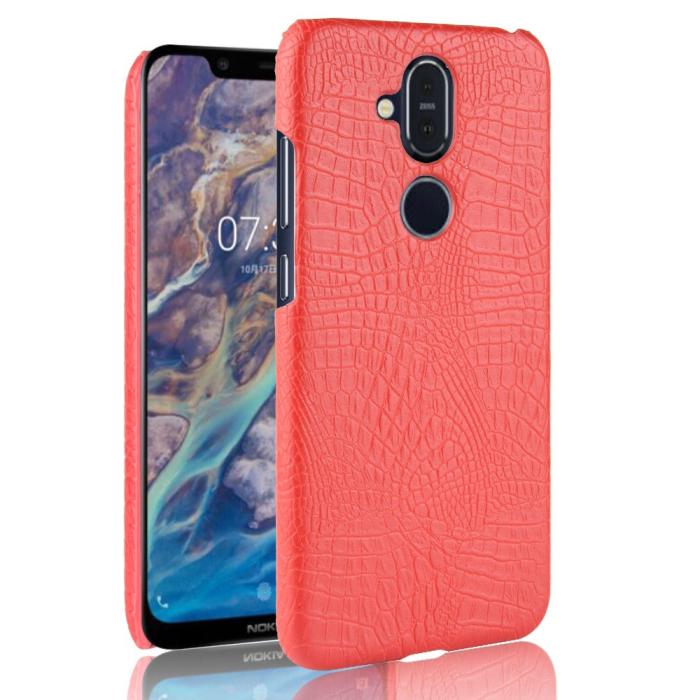 Bild 1, Nokia 8.1 - Krokodil Mönster Skal - Röd