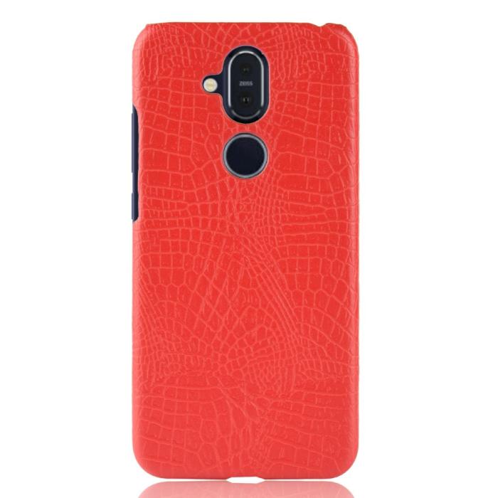 Bild 4, Nokia 8.1 - Krokodil Mönster Skal - Röd
