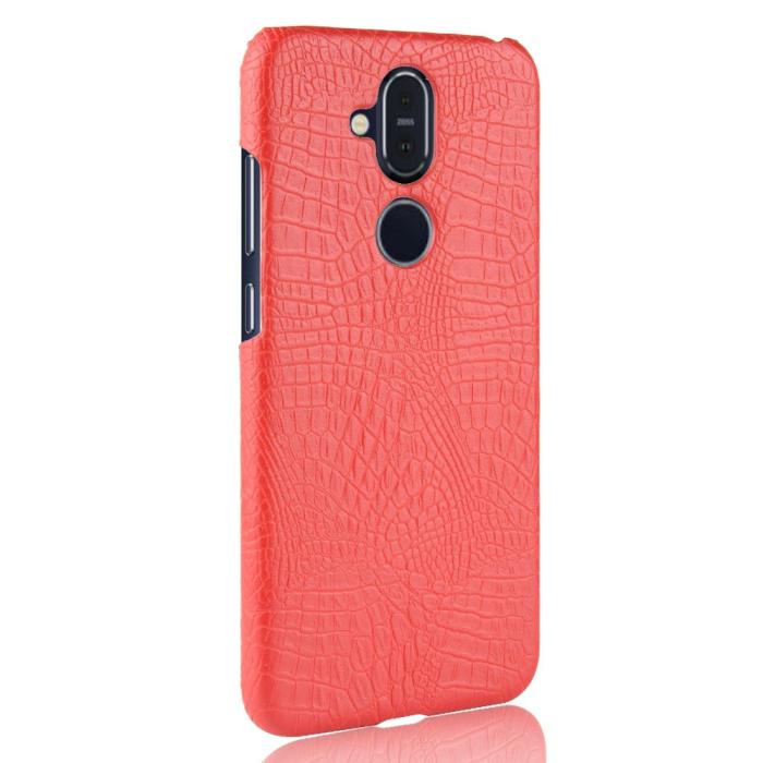 Bild 5, Nokia 8.1 - Krokodil Mönster Skal - Röd