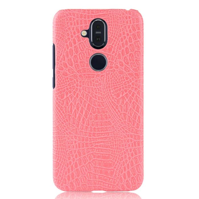 Bild 3, Nokia 8.1 - Krokodil Mönster Skal - Rosa
