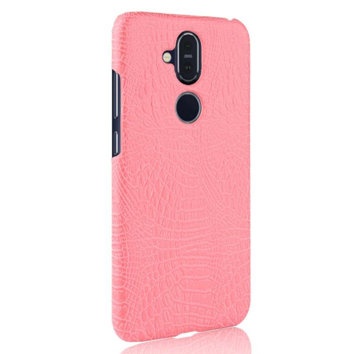 Bild 4, Nokia 8.1 - Krokodil Mönster Skal - Rosa