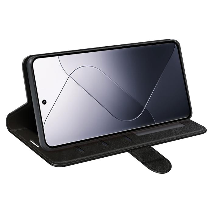 Bild 3, Xiaomi 14 Fodral Crazy Horse Läder Svart