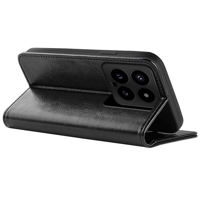 Bild 4, Xiaomi 14 Fodral Crazy Horse Läder Svart