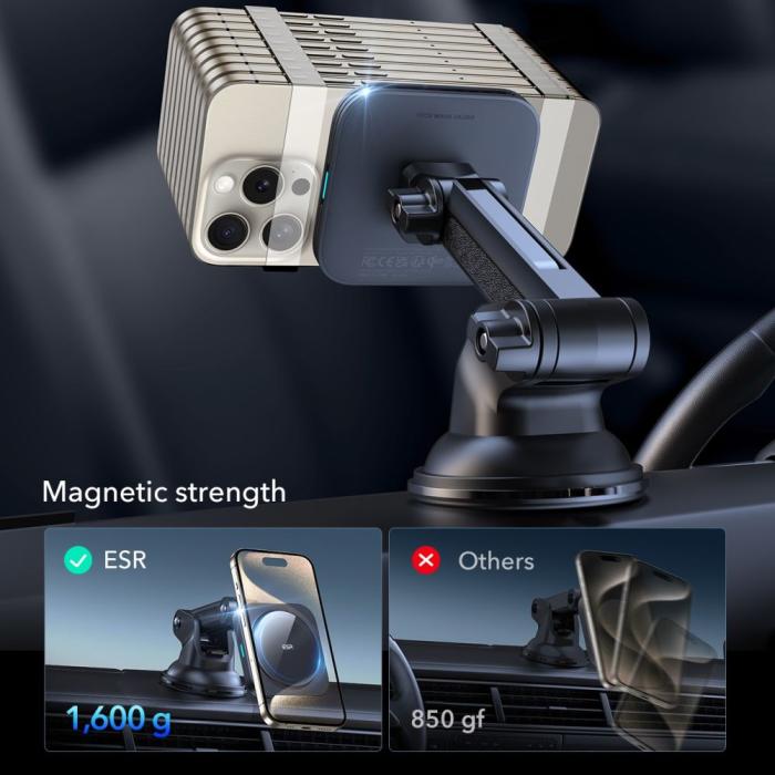 Bild 6, ESR 15W Qi2 Magnetisk MagSafe Billaddare HaloLock Svart